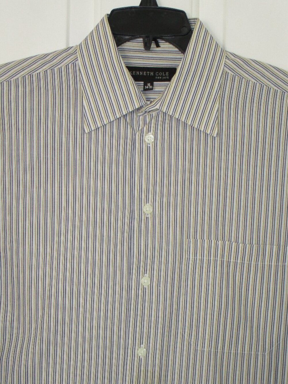 Kenneth Cole New York Mens L/S Gray & Gold Cotton Dress Shirt - Size 15.5*/35